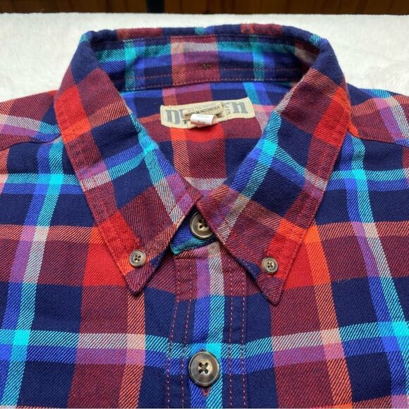 Duluth Trading Company Red, White and Blue Plaid Flannel Shirt Size Large - Picture 5 of 11